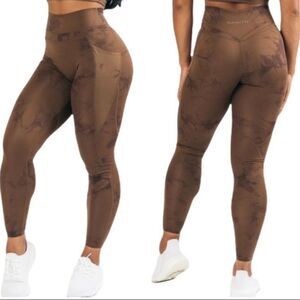 Alphalete Women’s M Alphalux Force Leggings Brown High Rise Contour Gym Workout